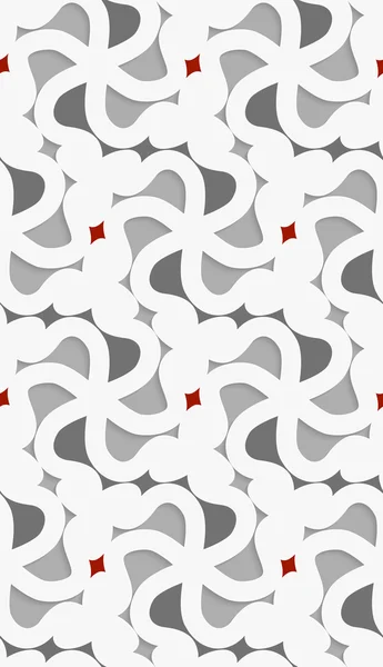 Vit 3d vågig med rött och grått mönster — Stock vektor