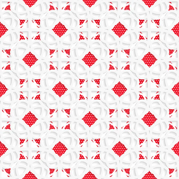 Ornement géométrique blanc avec détails texturés rouges — Image vectorielle