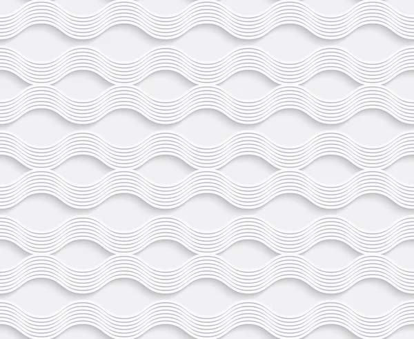Geometrische sieraad 3d golvende lijnen op witte achtergrond — Stockvector