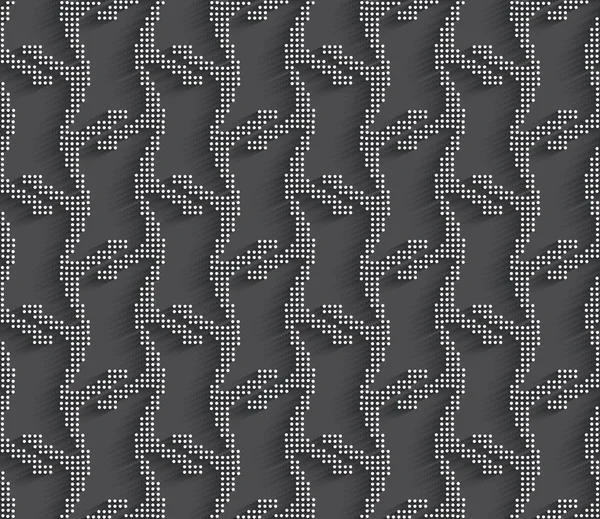 Ornamen geometris titik-titik tekstur 3d pada latar belakang abu-abu gelap - Stok Vektor