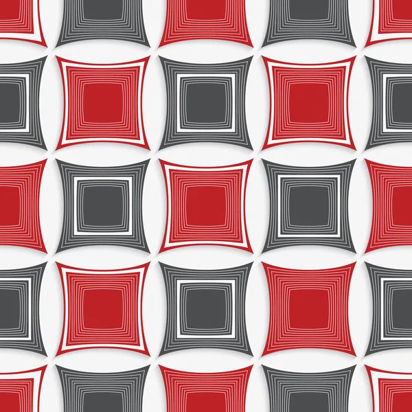 Ornement géométrique avec carrés rouges et gris sur blanc — Image vectorielle