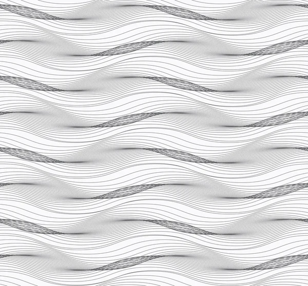 Upprepande prydnad av många vågräta vågiga linjer med overlappin — Stock vektor