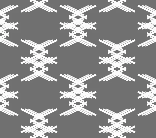 Monochrome pattern with white crossed shapes on gray — Stock Vector