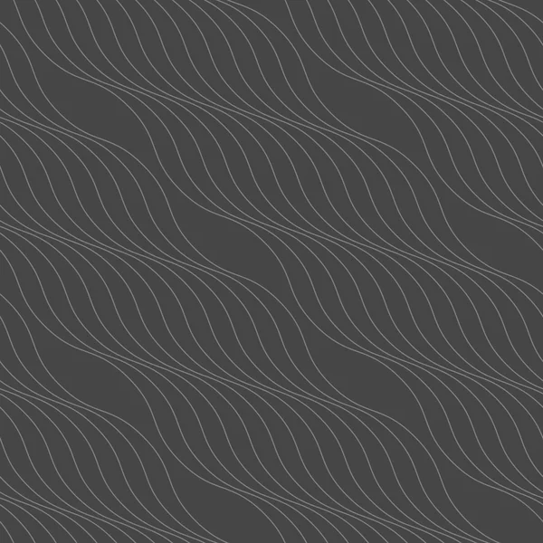 Monokrom-mønster med tynne, grå, bølgete diagonale linjer – stockvektor