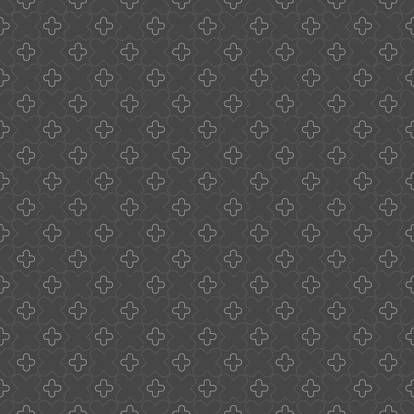 Monochromes Muster mit abgerundeten Kreuzen auf dunkelgrau — Stockvektor