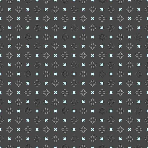 Padrão geométrico colorido com formas de cruz azul no cinza escuro — Vetor de Stock