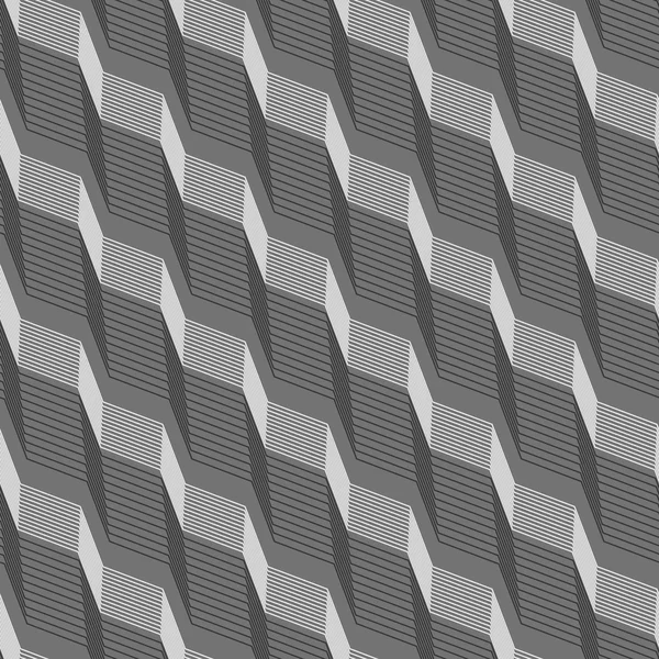 Monochromes Muster mit schwarz und grau gestreiften diagonalen Zöpfen — Stockvektor