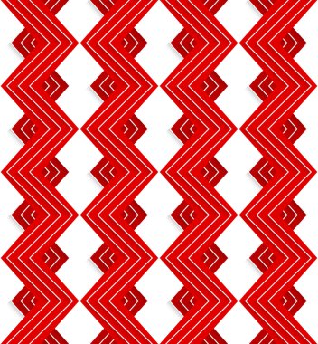 Beyaz çizgili kırmızı kabarık zigzag