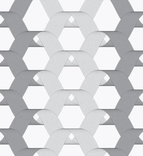 Ribbons gray shades overlapping grid pattern — Stock Vector