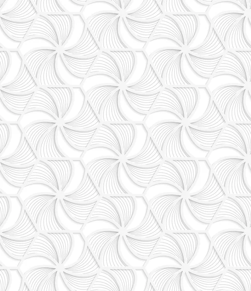 3D-witte zeshoekige raster met golvende strepen — Stockvector