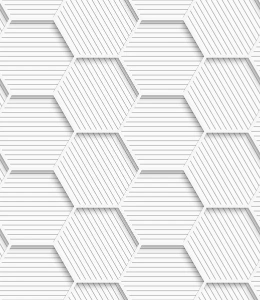 3D white striped gray hexagonal net — Stock Vector