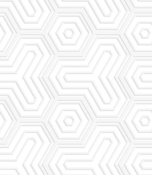 Hexagones de rayas blancas 3D y triángulos hexagonales — Vector de stock