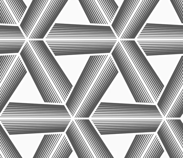 Monochrome halftone striped tetrapods with white grid — Stock Vector