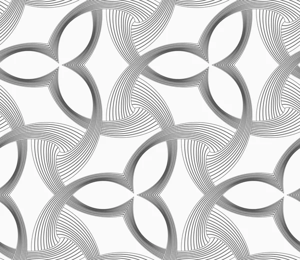 Fleurs monochromes à trois pédales avec triangles rayés — Image vectorielle