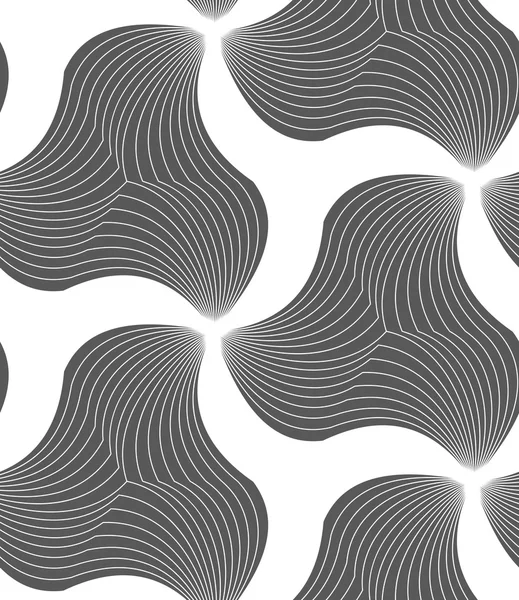 Monochrome wavy striped triangles — Stock Vector