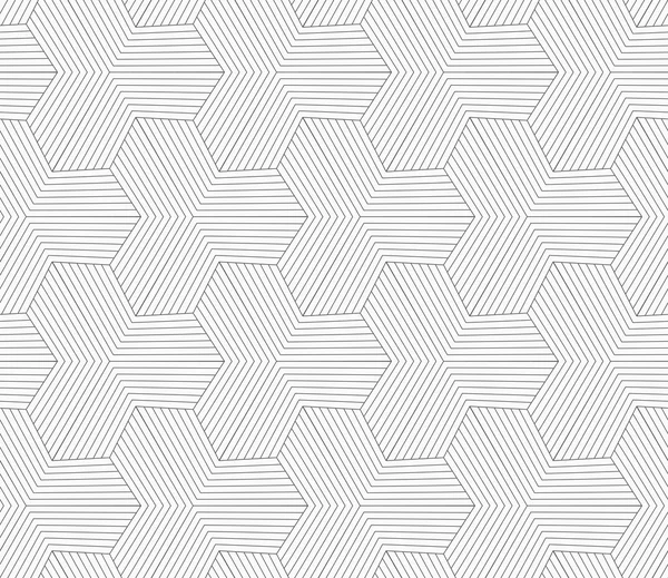 Slim gray striped hexagons forming tetrapods — Stock Vector