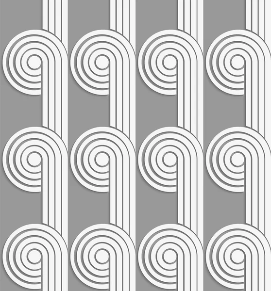 Papier ausgeschnittene Kreise mit fortgesetzten Streifen auf grau — Stockvektor