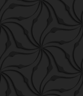 Black 3d abstract wavy floral shape