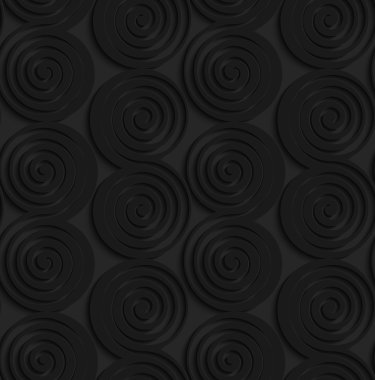 Black 3d connecting spirals with thick edge in a row