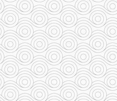 Gray circles merging with wavy lines