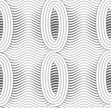 Gray merging ovals with wavy continues lines