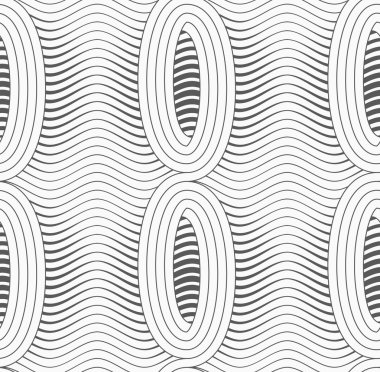 Gray merging ovals with wavy continues lines clipart