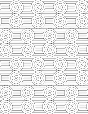 Gray reflected Archimedean spirals on continues lines