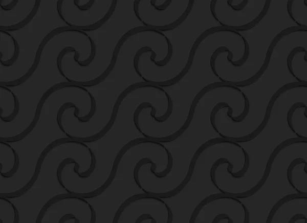 Black 3d horizontal spiral thin waves — Stockvector