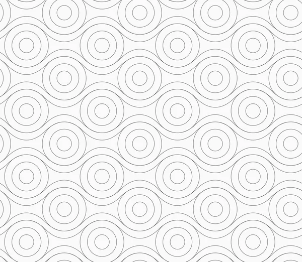 Gray circles touching wavy lines — Stock Vector