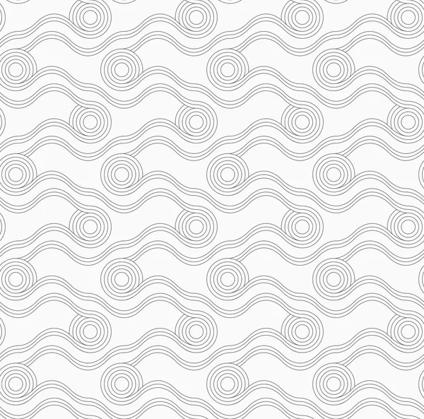 Círculos grises con líneas onduladas en cuadrícula — Vector de stock