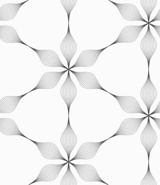 Gray striped six pedal abstract flowers — Stockvector