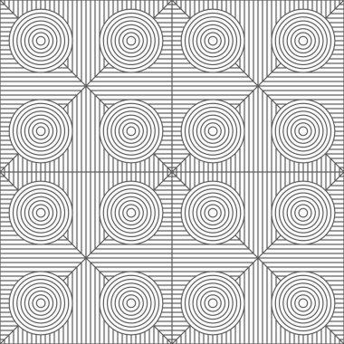 Slim gray stripes circles on striped triangles