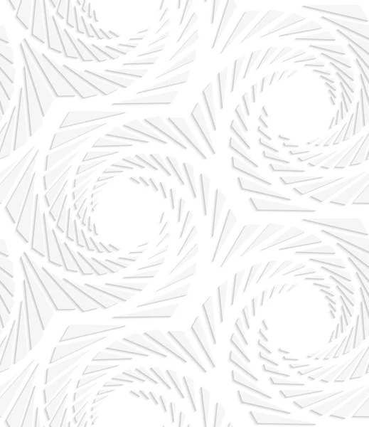 Hvite sekskanter av papir med virvlet tekstur – stockvektor
