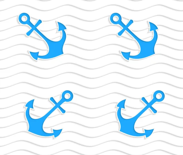 White colored paper blue anchors — 스톡 벡터