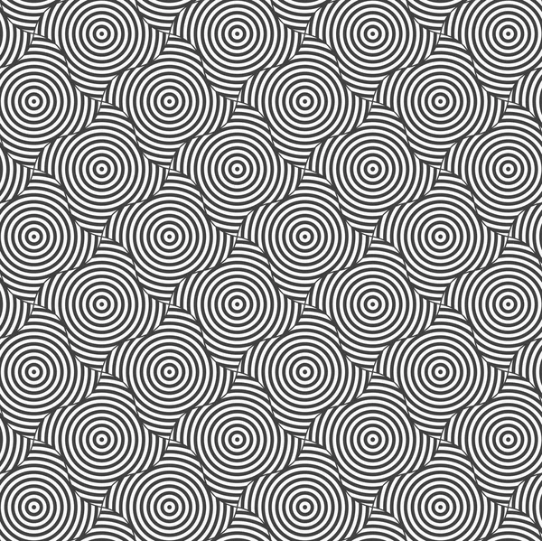 Alternant cercle ondulé noir et blanc rayé chaque carrés — Image vectorielle