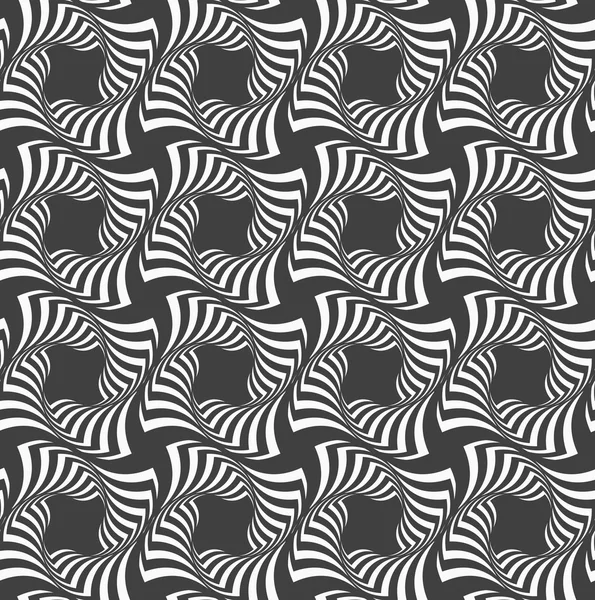 Alternating black and white wavy striped crosses in row — Stockvector