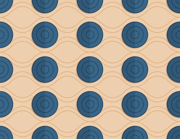 Retro fold blue circles on waves — Stock Vector