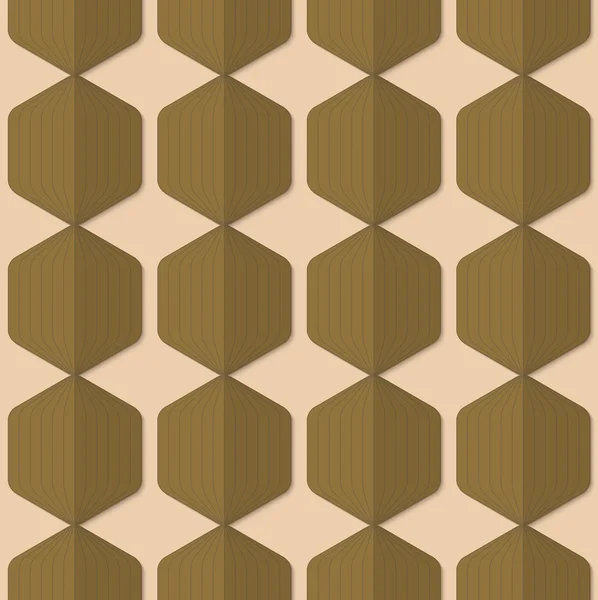 Retro fold green striped hexagons — Stock Vector