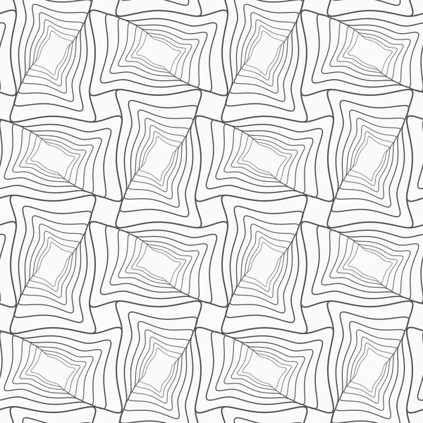 Rectángulos ondulados rayados grises delgados con giro offset — Vector de stock
