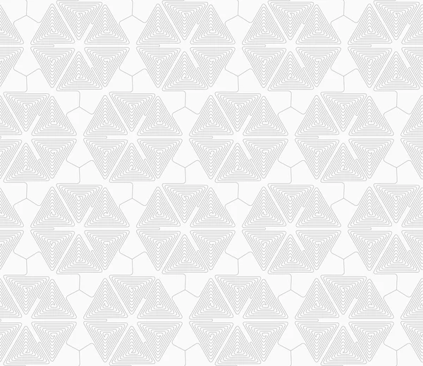 Slim gray triangle spirals forming hexagons — Stockvector