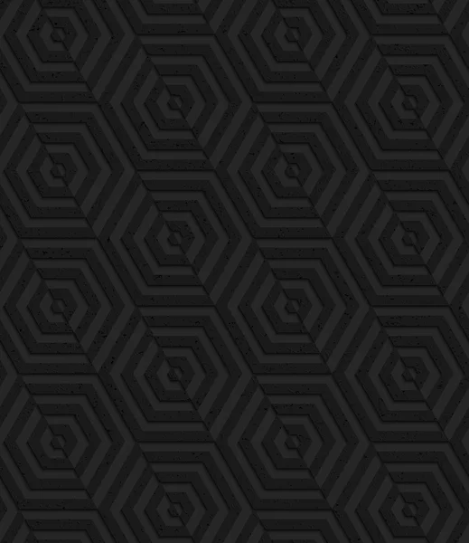 Textured black plastic diagonally cut hexagons — Stock vektor