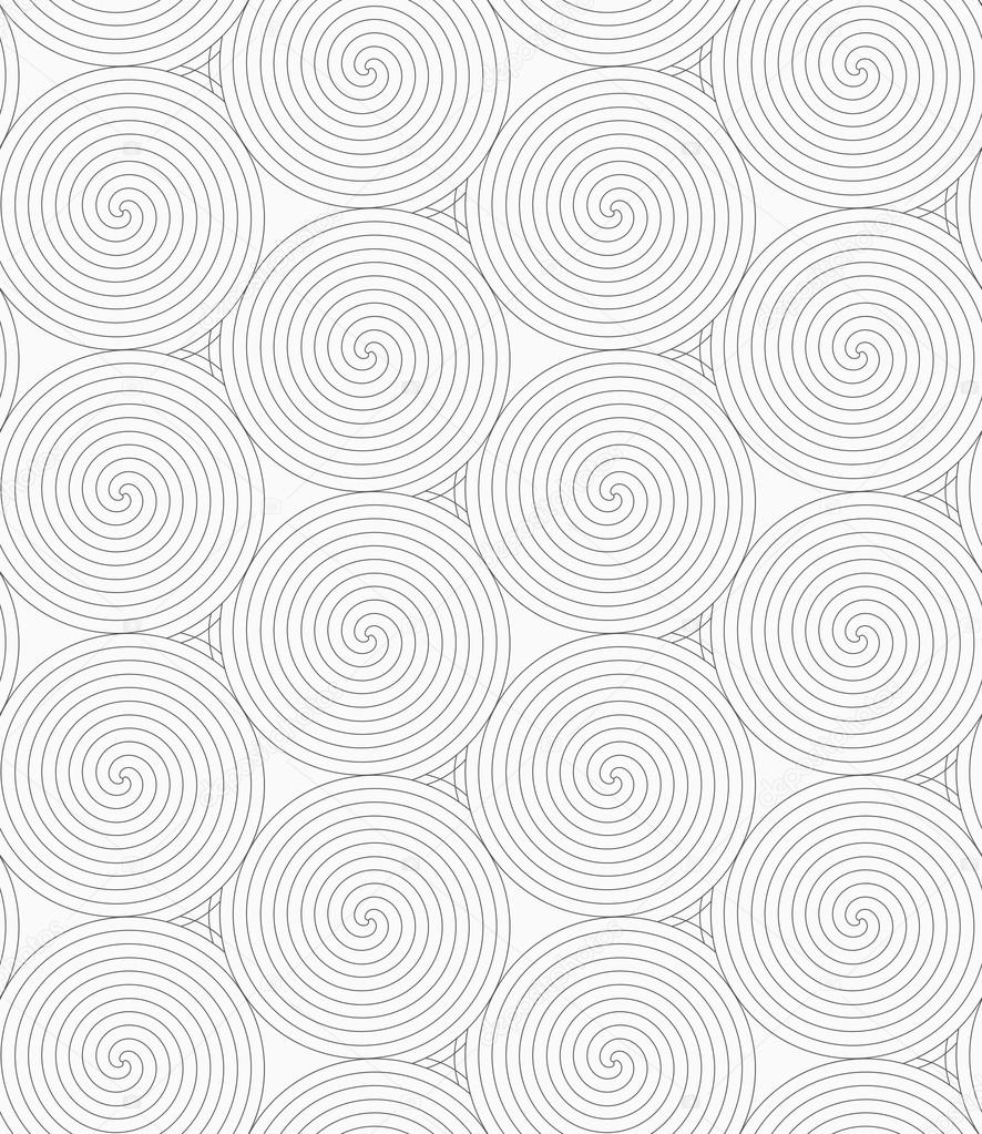 Slim gray merging spirals with crossed triangles