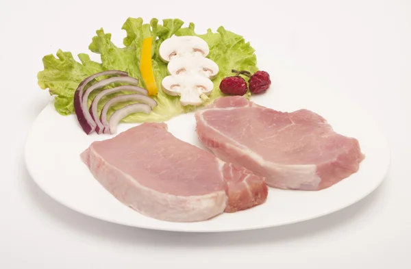 Νωπό χοιρινό κρέας απομονωμένο σε λευκό φόντο — Φωτογραφία Αρχείου