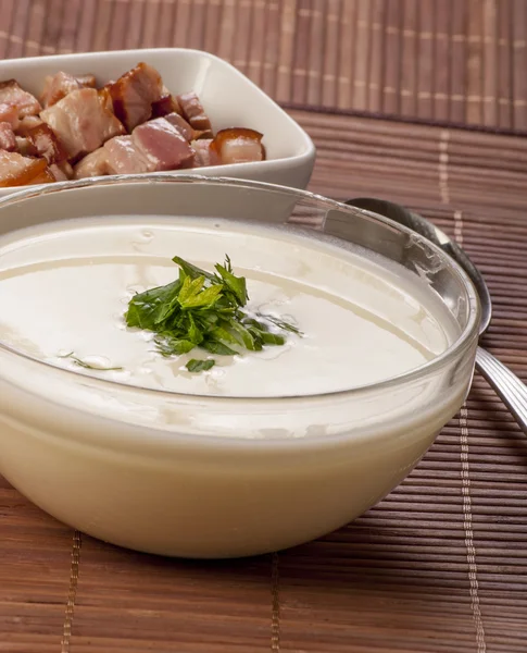 Potetsuppe med bacon – stockfoto