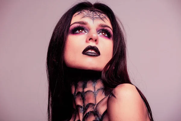 Halloween Maquillage Toile Araignée Gros Plan Plan Fond Blanc — Photo