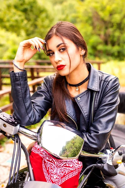 sexy woman on a bike lifestyle concept outdoor