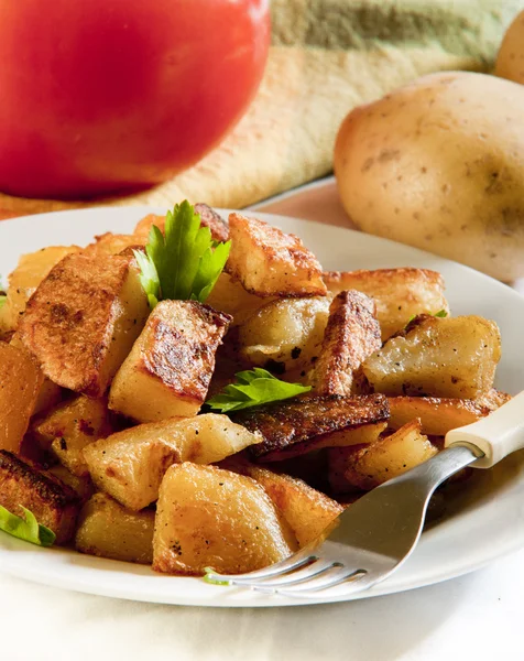 Хорошо пряный жареный картофель служил в качестве основного блюда — стоковое фото