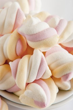 Marshmallow üzerine beyaz yakın çekim
