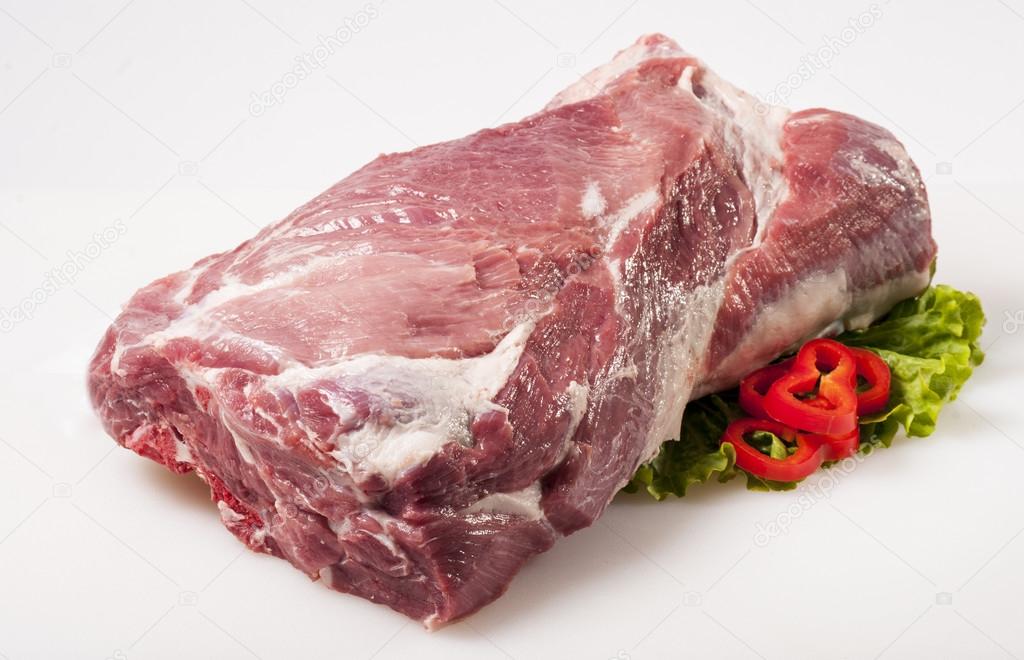 raw pork isolated on white - ready to cook
