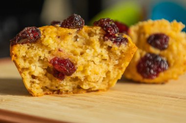 close-up of cranberry and orange holiday muffin
